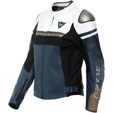 Dainese Donna Giacca Moto Rapida Lady TG 44=3 8D IN Pelle Blau-Weiß-Bronze