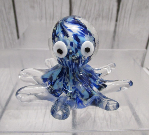 Polpo vetro artistico blu - in,