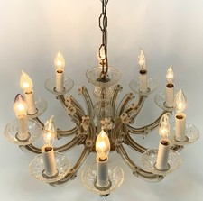 Lampadario vintage 10 bracci vetro cristallo Milano 21” stile francese