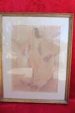 Bello, Molto Vecchio Dipinto, Acquerello, Lady IN Nastro Abito, Autografato