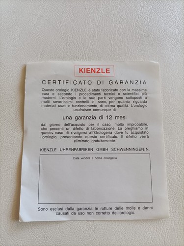 Kienzle certificato - kienzle,