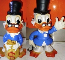 2 Pupazzi gomma Zio Paperone Bastone Sacco Dollari Ledraplastic Ledra No Scrooge