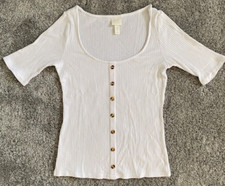 H&M +++ Maglietta con spalline taglia XS bianca con abbottonatura ottica super qualità