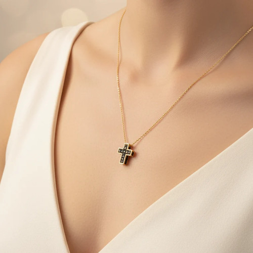 Collana con croce zirconi - con, e