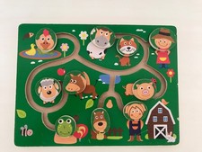 Gioco puzzle neonati bambini pezzi scorrevoli fattoria Playtive Junior in legno