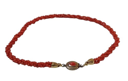 Collana torchon corallo rosso - collana,