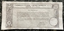 Certificato di prova obbligatoria di Fucile BERETTA