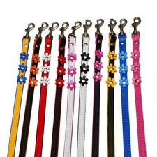 Margherita Vera pelle Morbida Cane Leads Fiore Design Colore Imbottito Fatto