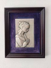 Quadro bassorilievo religioso con Madonna in argento vintage Ottaviani