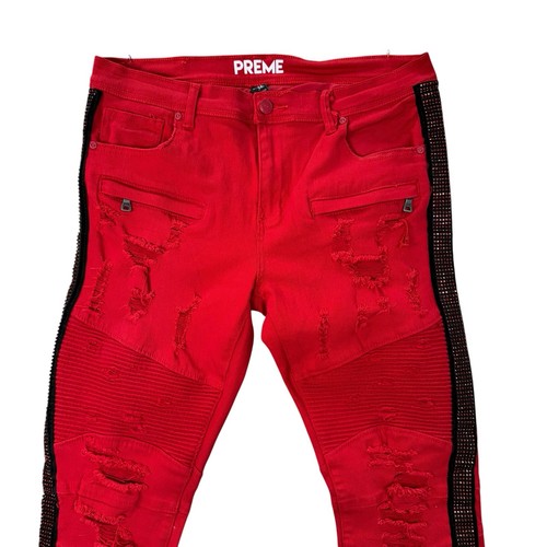 Jeans moto uomo - preme, rosso