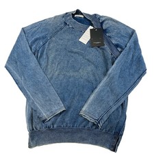 PAOLO PECORA SWEATER PULLOVER UOMO INDIGO DYED COTTON CREWNECK NWT Y2K TAGLIA Sc