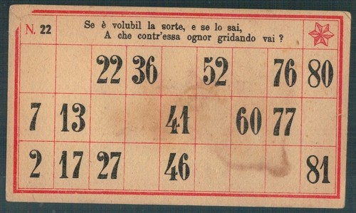Cartella tombola vintage - tombola,