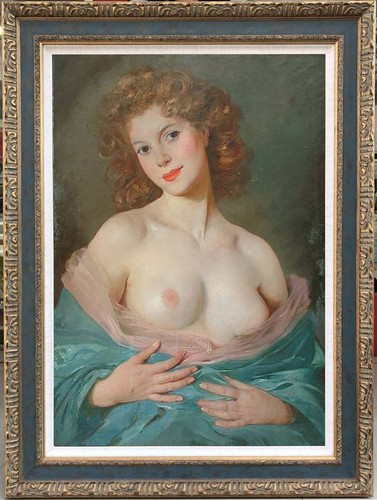 Hand painted vintage nude - vintage,
