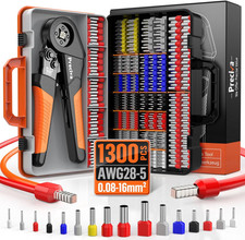 Pinza Crimpatrice 0,08-16 Mm² Con 1300 Ghiere a Filo Singole E Doppie, Set Di Pi