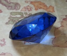 Ornamento a Forma Diamante Gigante Blu Diam. cm 12 Uso Fermacarte, Decorazioni