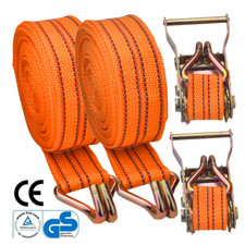 2 Cinghie Fissaggio Carichi 4T 8m x 50mm Cinghia con Cricchetto in Acciaio CE