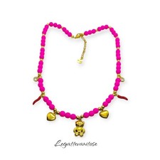 Collana donna perle Colorate e Charms..collana Donna Acciaio Estiva Summer 6 mm
