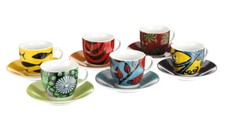 Set caffe' decoro afrika tazzine con piattino multicolore