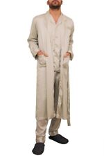 Set Pigiama uomo in pura seta con vestaglia inclusa taglia XL bianco