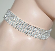 Collana donna argento girocollo collarino strass brillantini cristalli U135