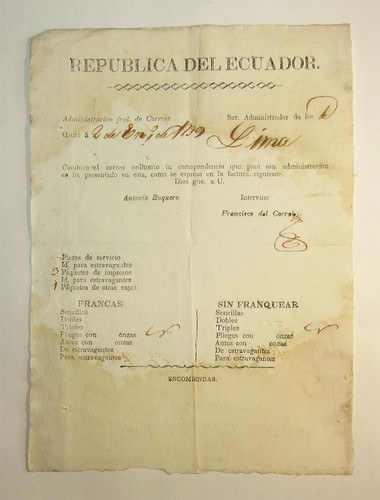 Ecuador documento postale - ecuador,