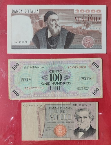 Tris banconote italiane lire - banconote,
