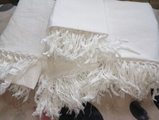 asciugamani in misto lino con frange vintage bianco