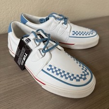 TUK Leather Viva Low D-Ring Creeper Scarpe Uomo Taglia 6 Bianco Blu Punk Sneakers