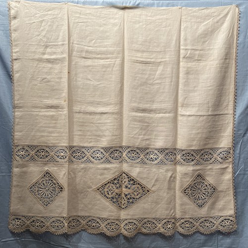 Antica tenda lino tombolo - lino, e