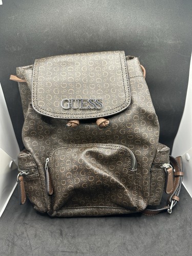 Guess brown monogram backpack - guess,