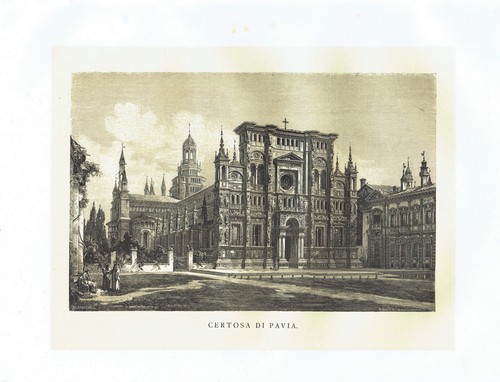 Certosa pavia litografia - di,