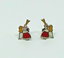 ORECCHINI IN ARGENTO 925 DA LOBO A FORMA DI ANGIOLETTO SMALTATO (STO0123)