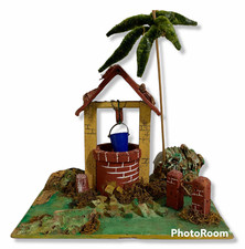 I100373 Presepe - Casetta - Pozzo in legno sughero e cartone - 25x16 cm