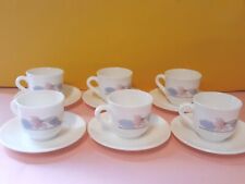 Arcopal FRANCE Fiori Flo pastello 6 Tazzine Caffé 5,5x5,5 E Piatto Tazze VINTAGE
