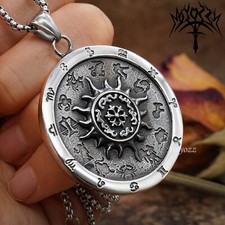 Collana uomo vintage segno zodiacale ciondolo acciaio inox argento gioielli regalo