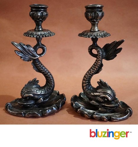 Antico candelabro delfino - , in