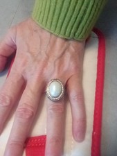 ANELLO DONNA IN ARGENTO 925  perla e zaffiri bianchi 