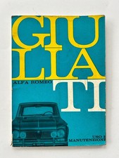 MC549 MANUALE ORIGINALE USO E MANUTENZIONE ALFA ROMEO GIULIA TI 1962