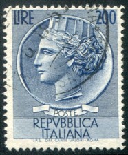 1954 Repubblica Siracusana 200 lire ruota filigrana CD usato spl