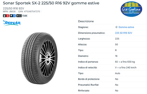 Gomma pneumatico estivo sonar - estivo,