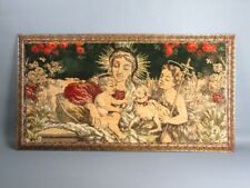 GRANDE QUADRO FIGURA VOTIVA SU VELLUTO CON CORNICE LEGNO INTAGLIATO XX SEC.