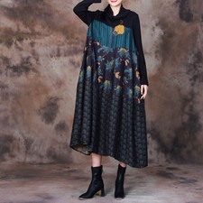 Abito lungo donna retro stampa