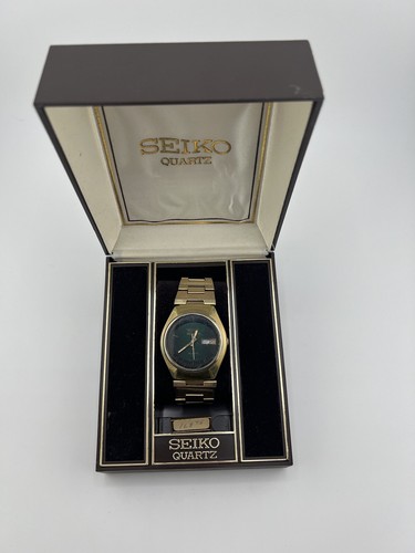 Vtg gold plated seiko black - gold,