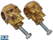 Riser manubrio Skull Custom Brass Old School 1" per Harley Bobber Chopper nuovo
