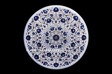 30 " Marmo Tavolo Top Pietre Semi Preziose Floreale Lapis Lavoro Handmade Casa