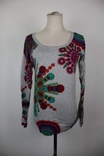 DESIGUAL MAGLIA DONNA TG. L WOMAN CASUAL VINTAGE T-SHIRT MANICA LUNGA COTONE