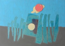 Sergio DANGELO (Milano 1932) MIGRAZIONE Tecnica Mista + Collage su tela cm 50x70