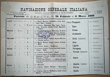 NAVIGAZIONE GENERALE ITALIANA- Societa' Riunite Florio & Rubattino-Genova 1892-