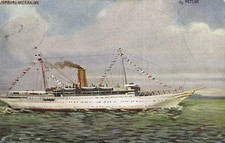 PC NAVI STEAMER S.S. METEOR HAMBURG-AMERIKA LINEA CARTOLINA D'EPOCA (b62857)