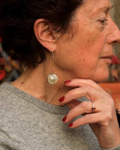 Orecchini gancio lungo dorato - orecchini,